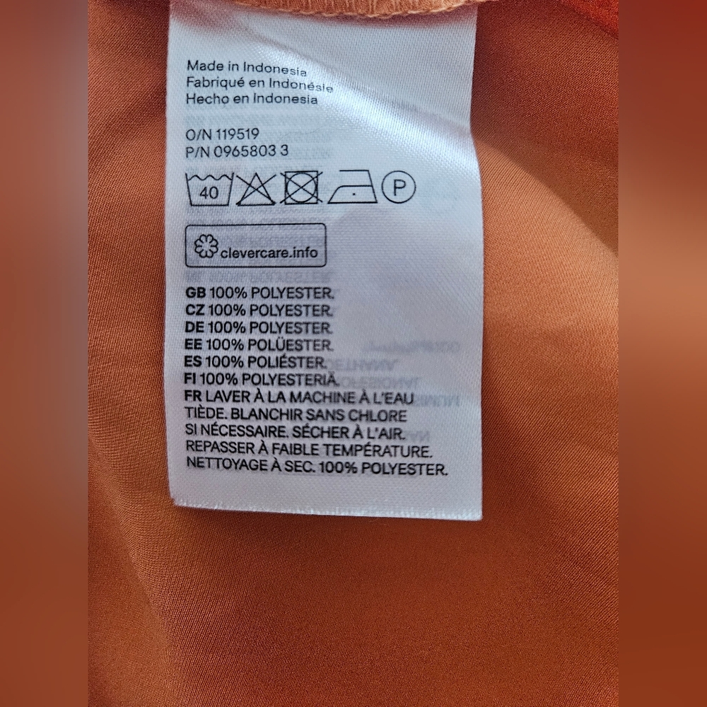 NWT. H&M Elegant Orange Satin Maxi Dress. Size XS Fits S as Well. - Picture 6 of 6